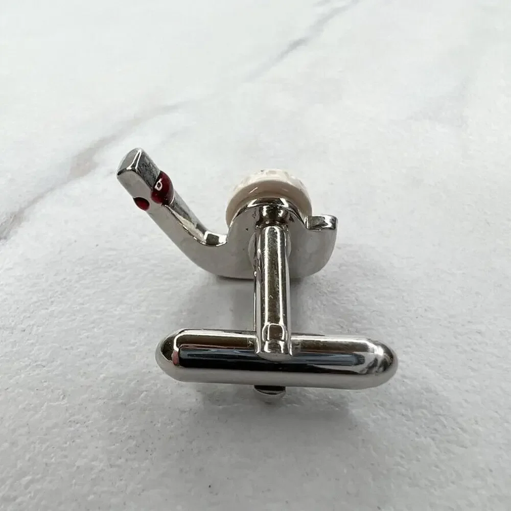 Silver Tone Golf Club Putter Ball Single Cufflink